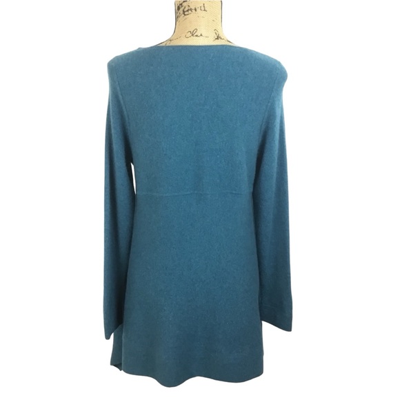 Charter Club Luxury Cashmere Teal Trapeze Cashmere  Sweater - Picture 2 of 6